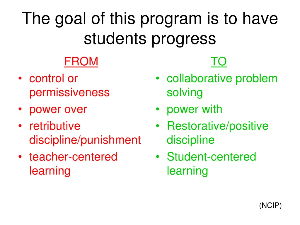 the goal of this program is to have students