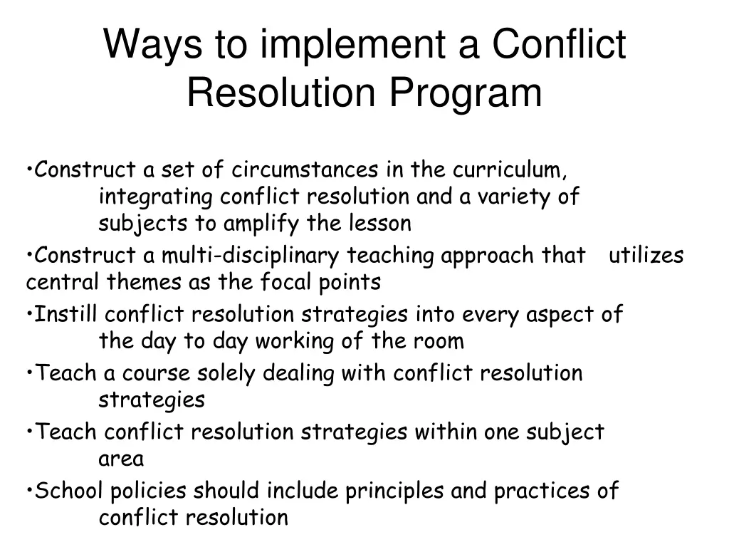 ways to implement a conflict resolution program