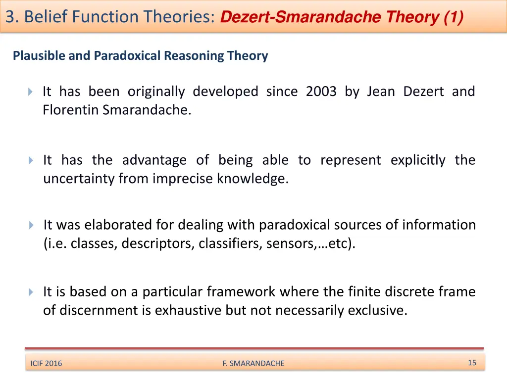 3 belief function theories dezert smarandache