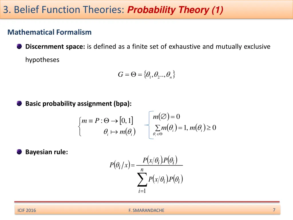 3 belief function theories probability theory 1