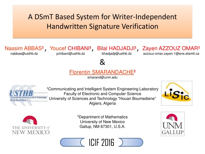 a dsmt based system for writer independent
