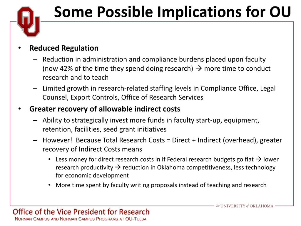 some possible implications for ou