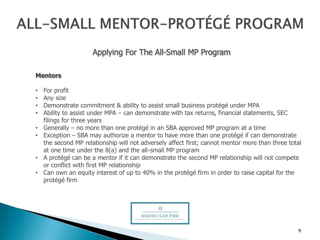 applying for the all small mp program 3