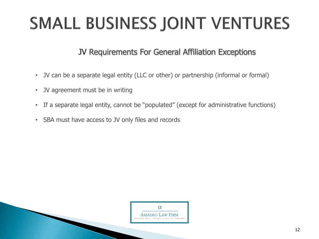 jv requirements for general affiliation exceptions