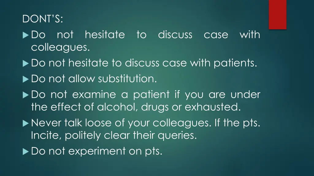 dont s do colleagues do not hesitate to discuss
