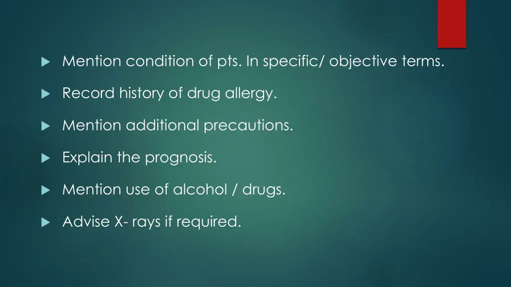 mention condition of pts in specific objective