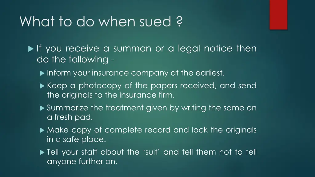 what to do when sued