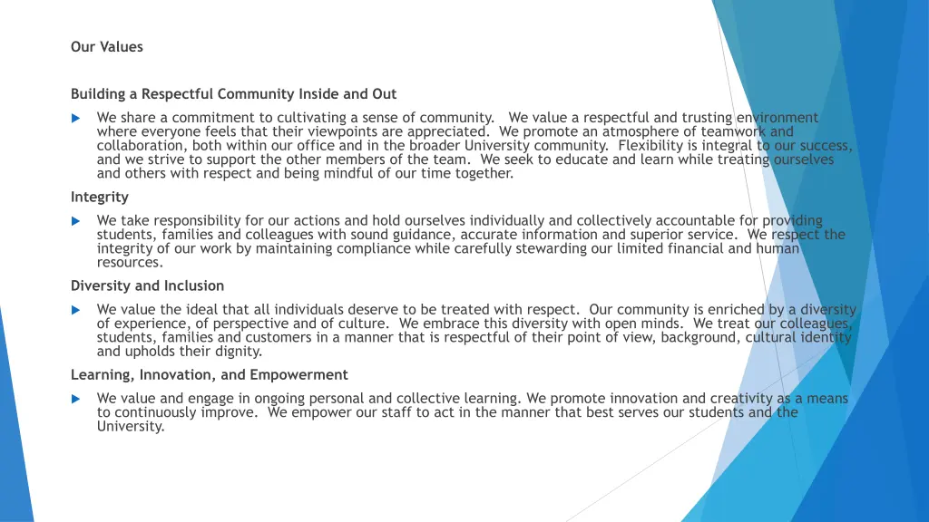 our values