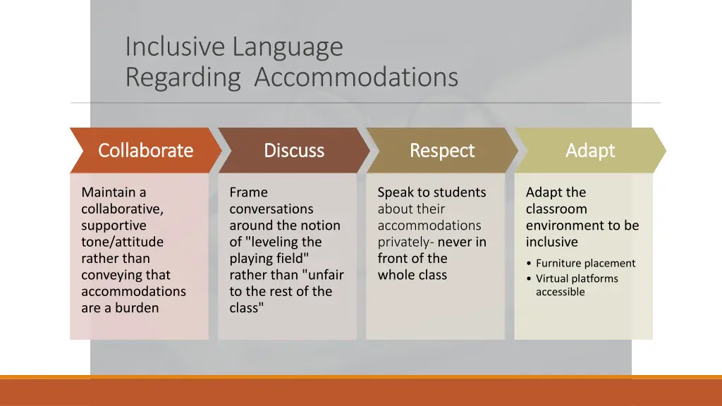 inclusive language regarding accommodations
