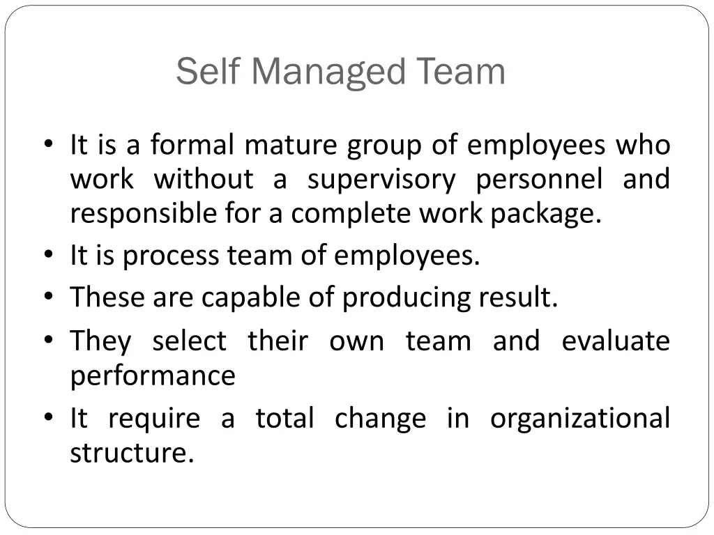 self managed team