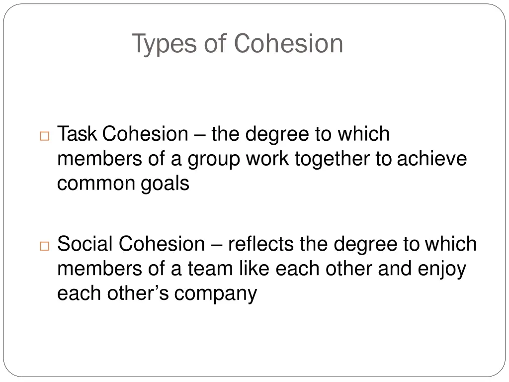 types of cohesion