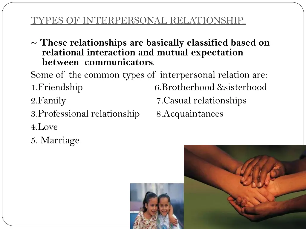 types of interpersonal relationship