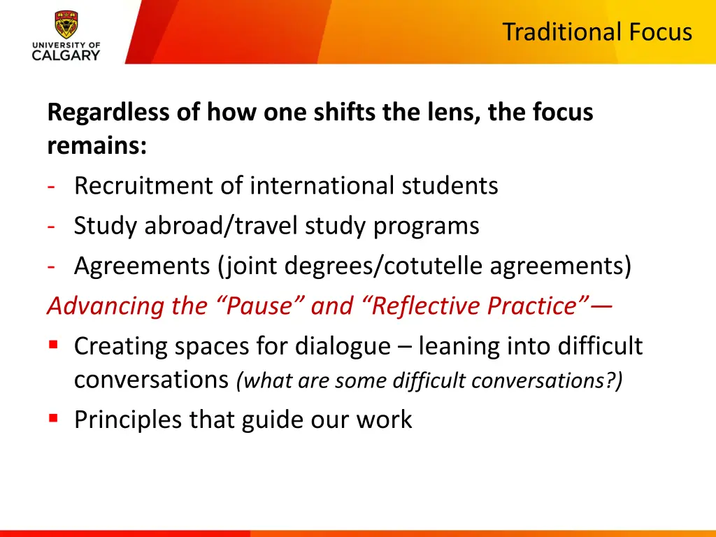 traditional focus