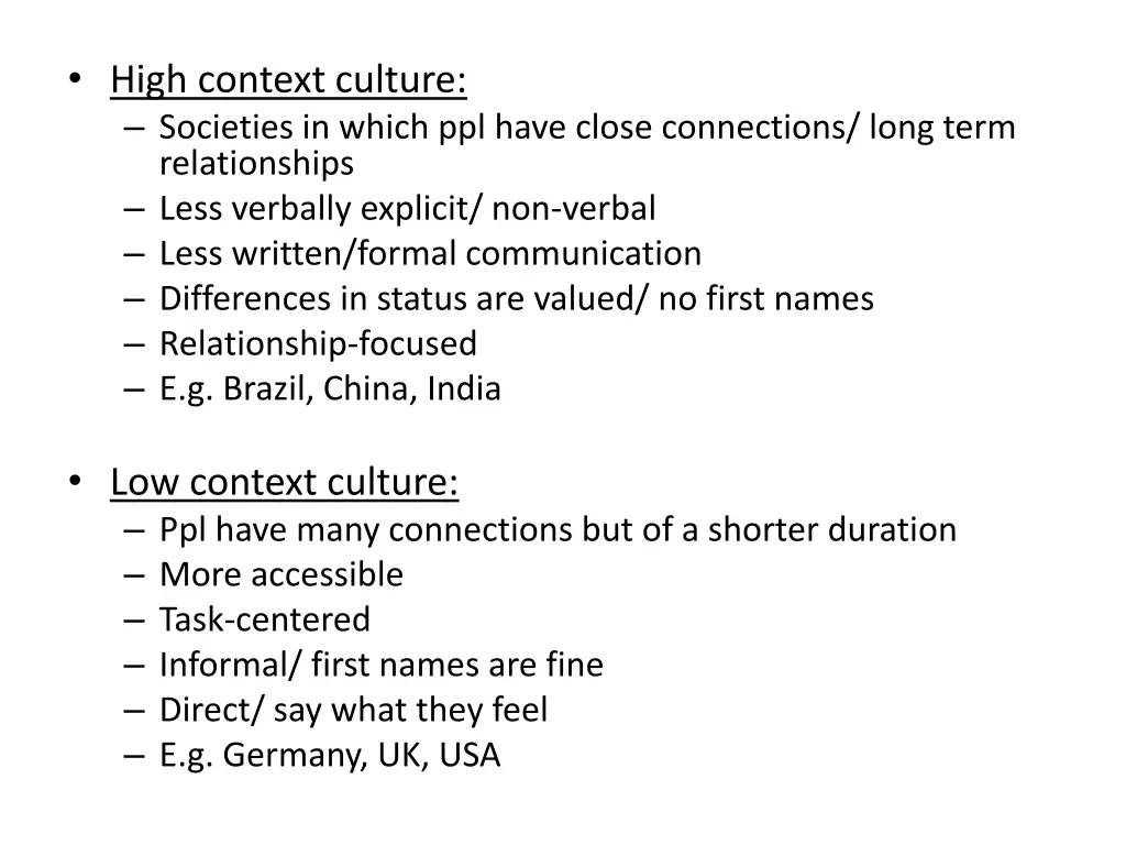 high context culture societies in which ppl have