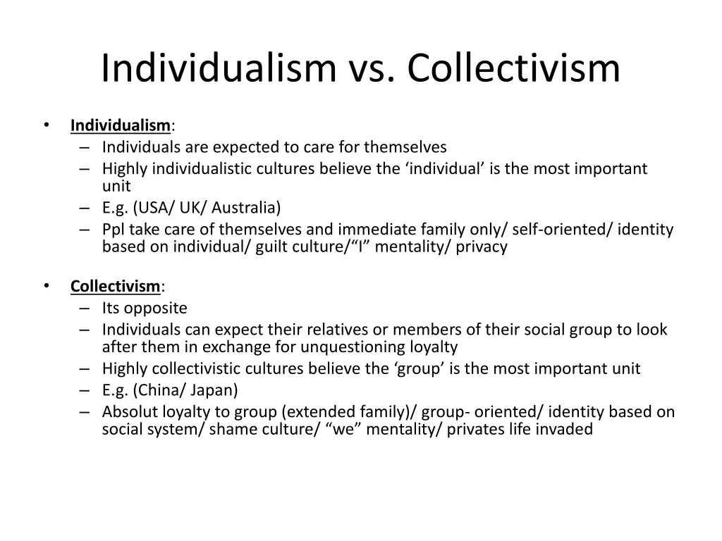 individualism vs collectivism