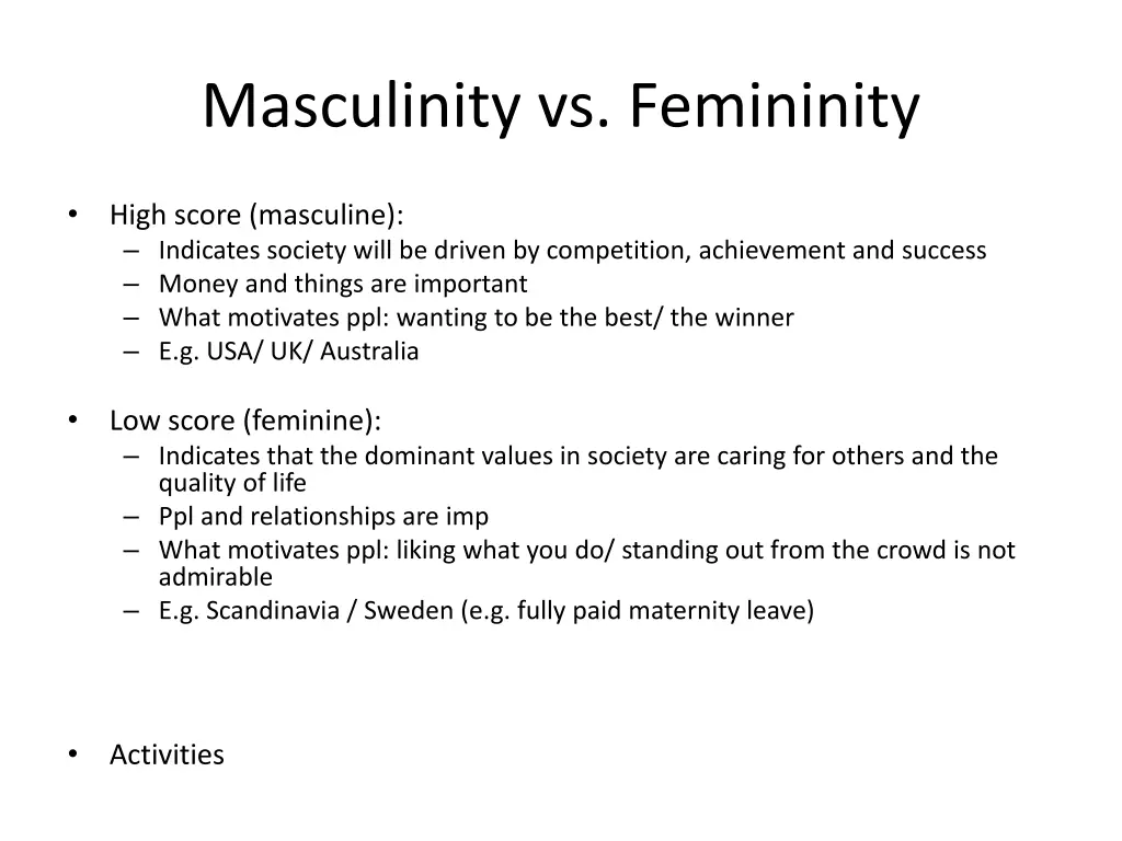 masculinity vs femininity