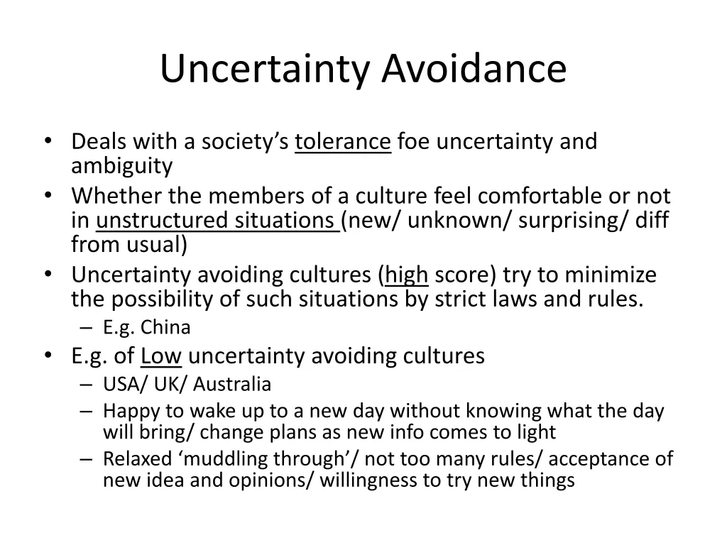 uncertainty avoidance