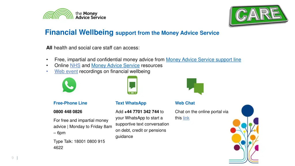 financial wellbeing support from the money advice