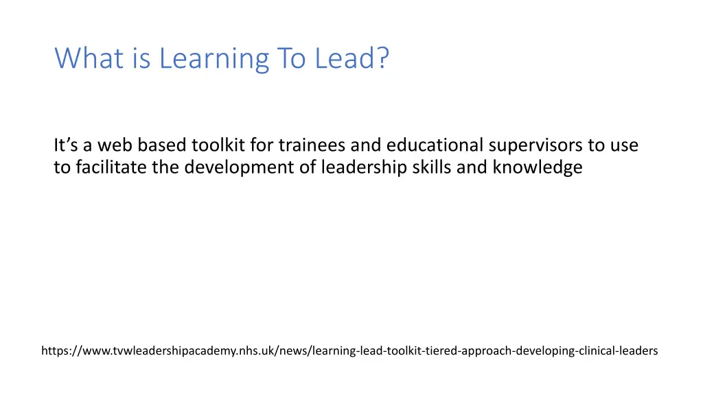 what is learning to lead