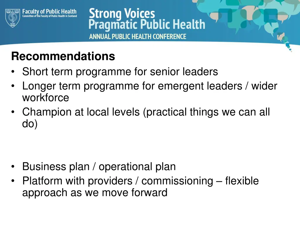 recommendations short term programme for senior