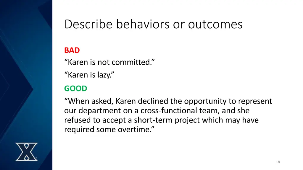describe behaviors or outcomes 1