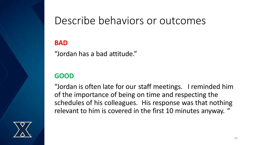 describe behaviors or outcomes 2