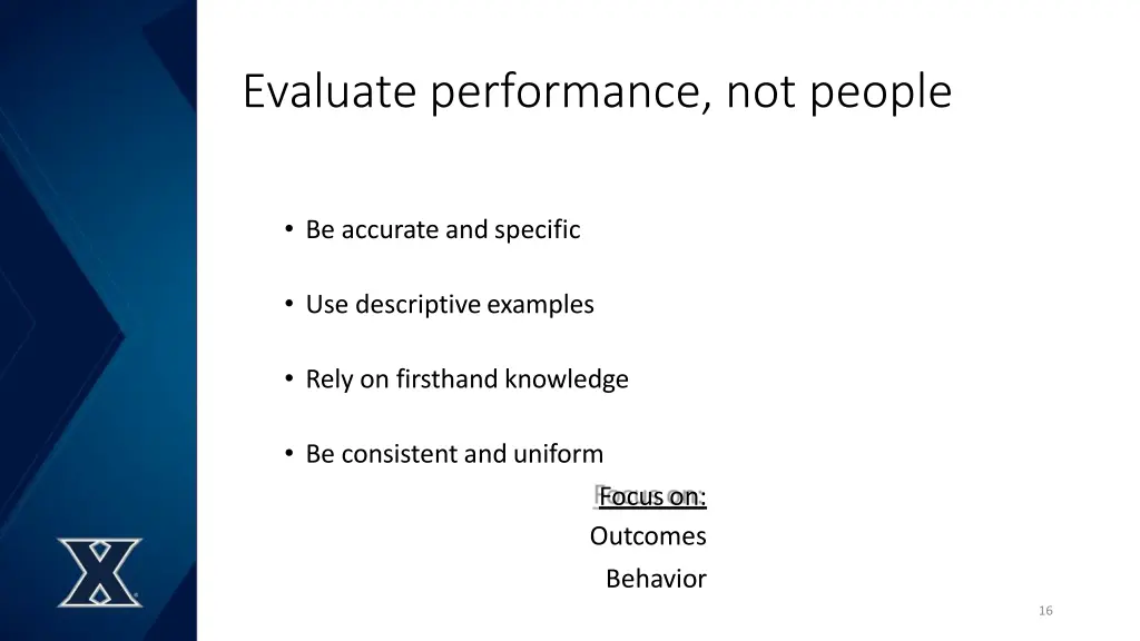 evaluate performance not people