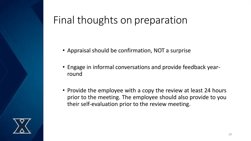 final thoughts onpreparation