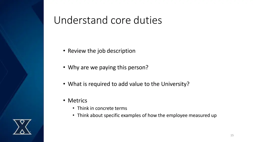 understand core duties