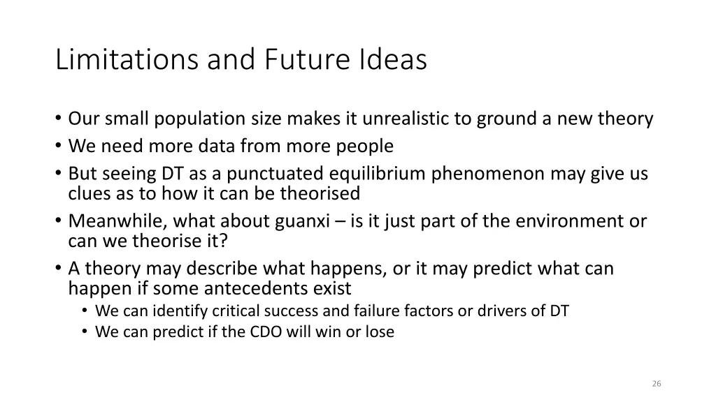 limitations and future ideas