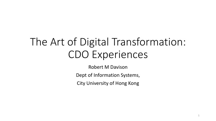 the art of digital transformation cdo experiences