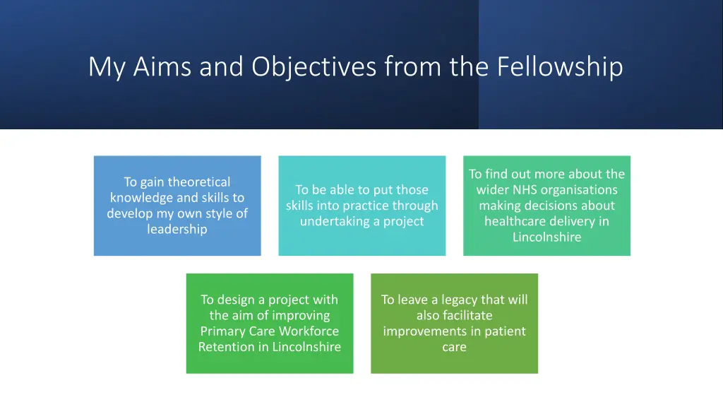 my aims and objectives from the fellowship