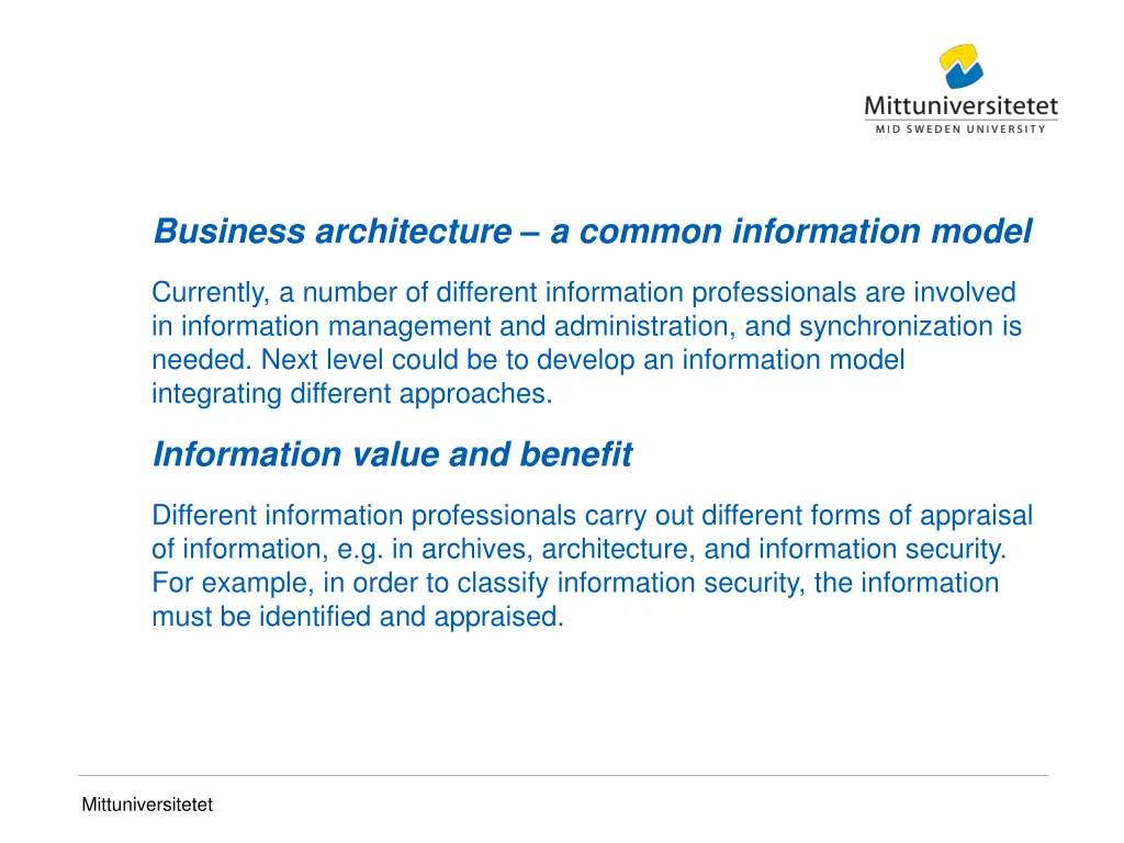 business architecture a common information model