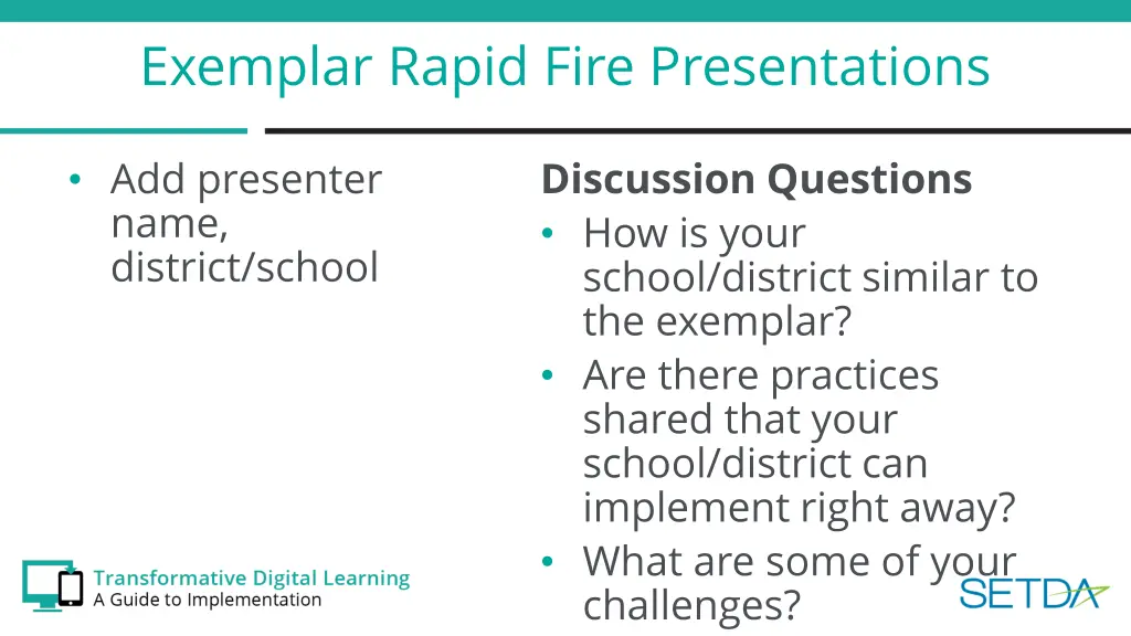 exemplar rapid fire presentations