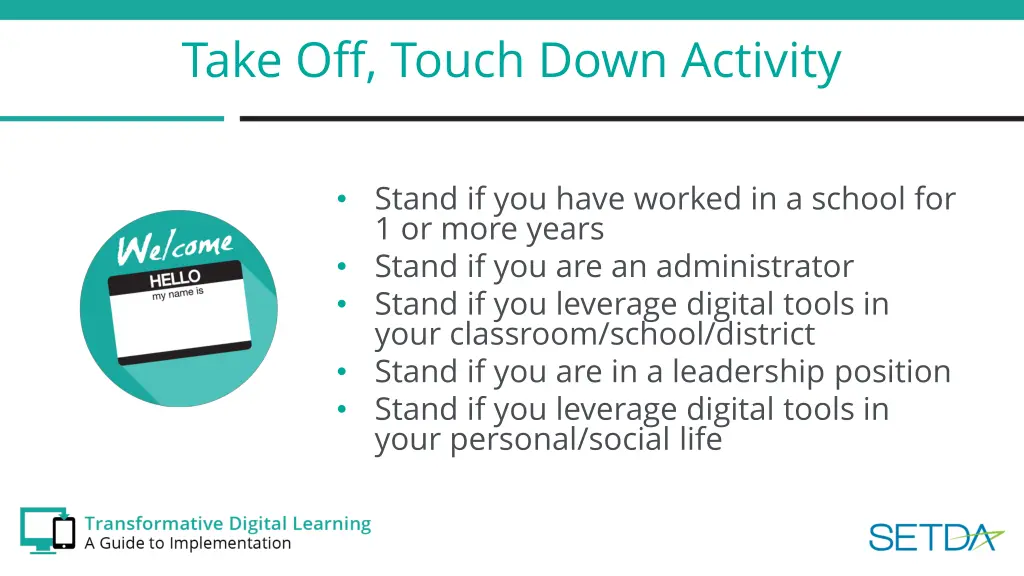 take off touch down activity