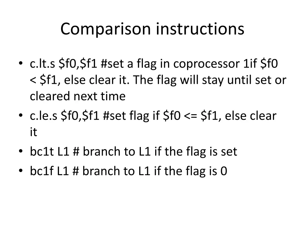 comparison instructions