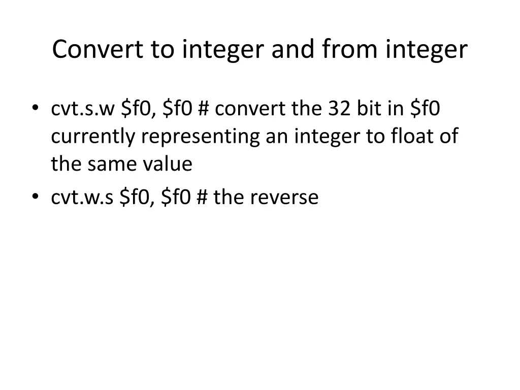 convert to integer and from integer
