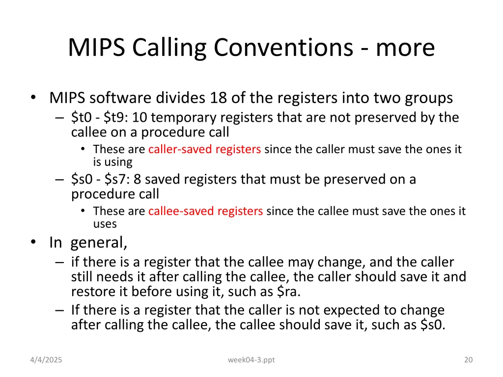 mips calling conventions more