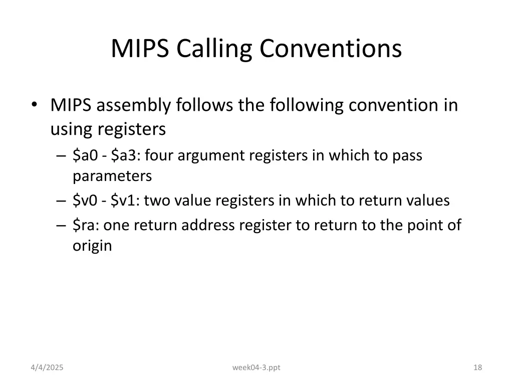mips calling conventions