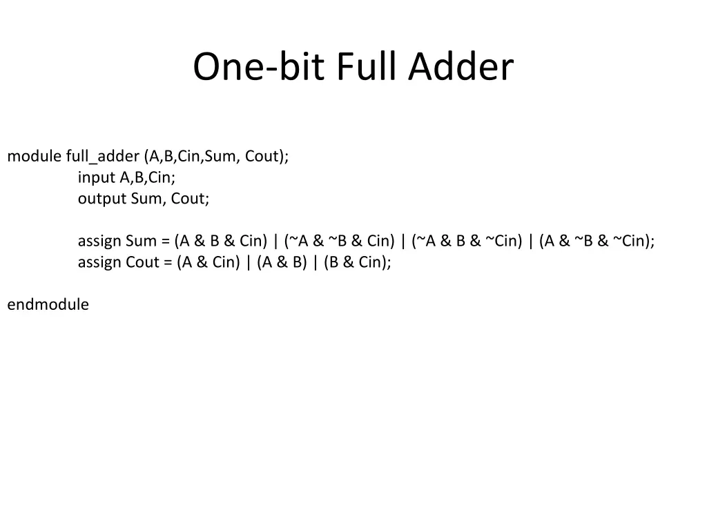one bit full adder