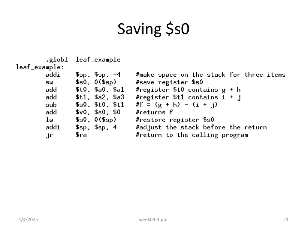 saving s0