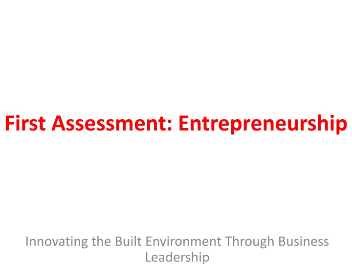 first assessment entrepreneurship