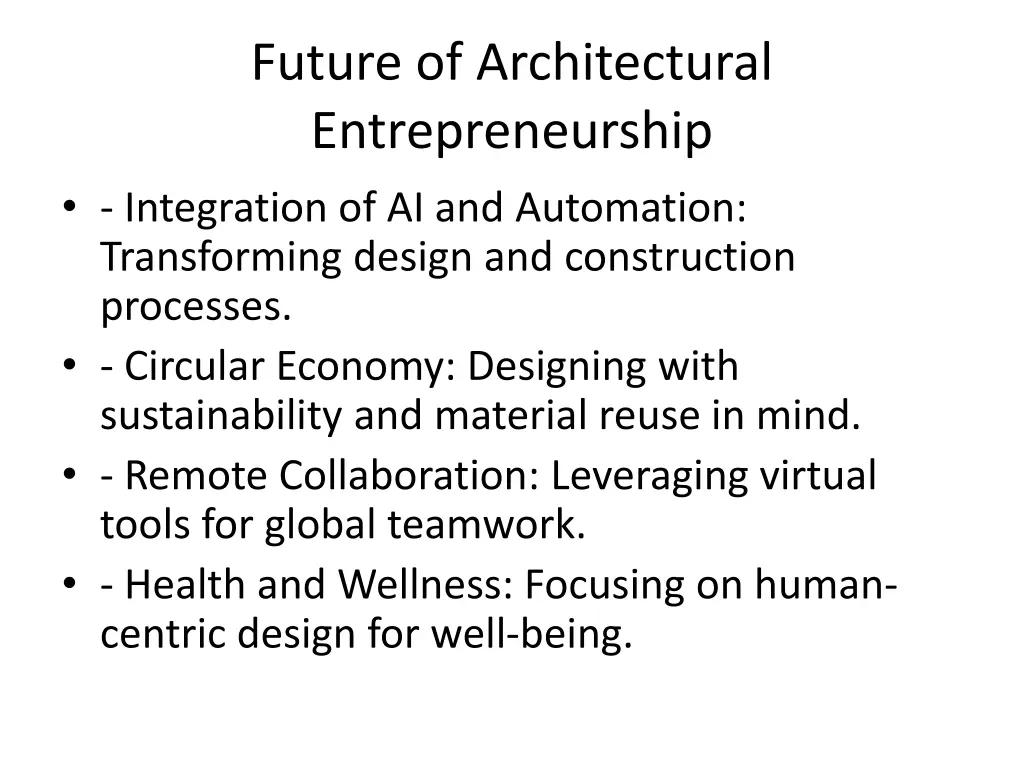 future of architectural entrepreneurship