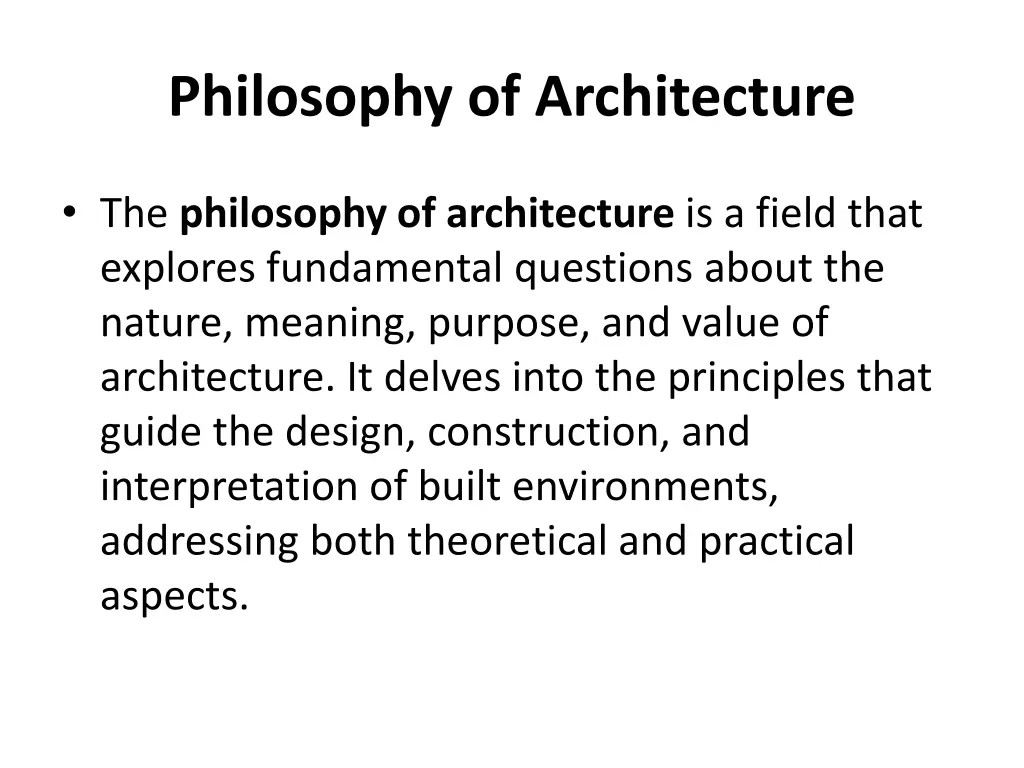 philosophy of architecture
