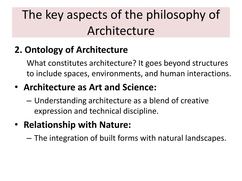 the key aspects of the philosophy of architecture 1