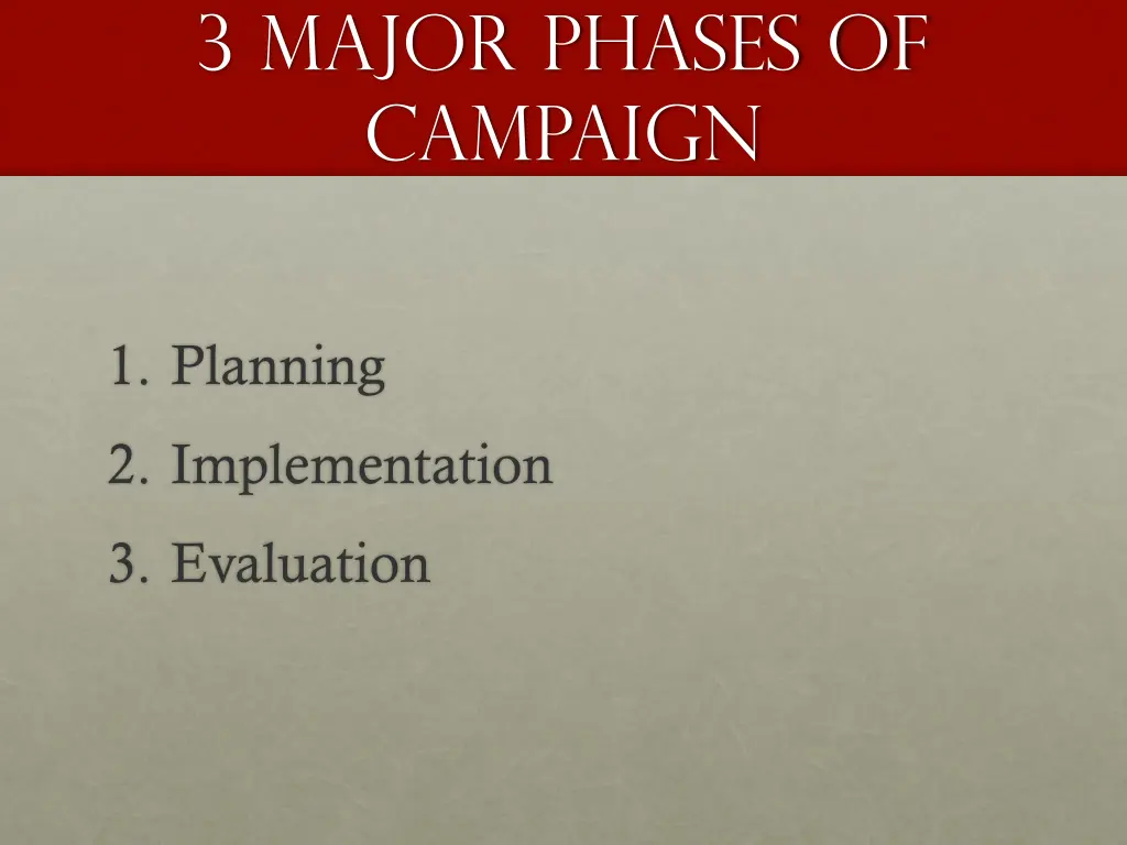 3 major phases of campaign