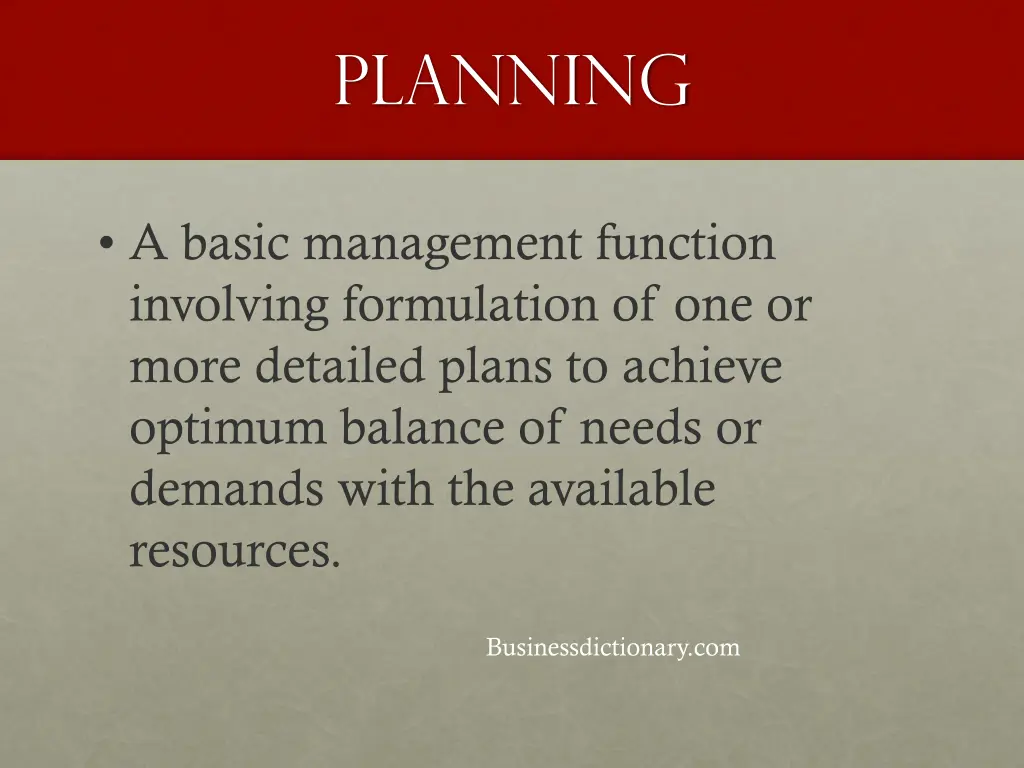 planning