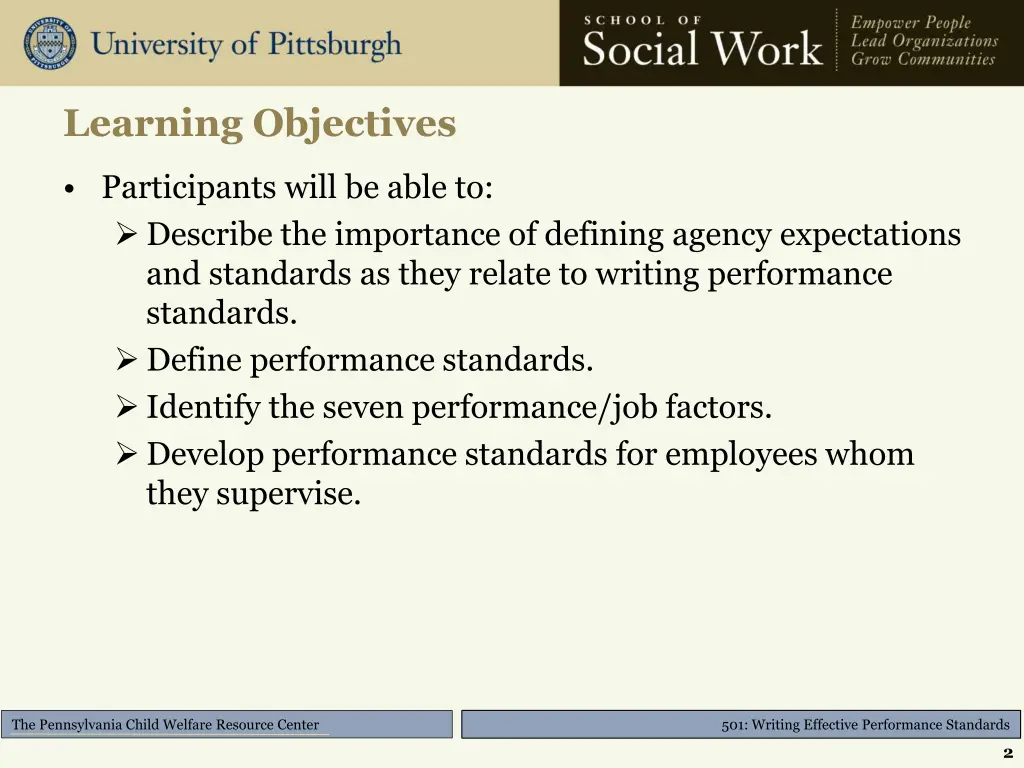 learning objectives