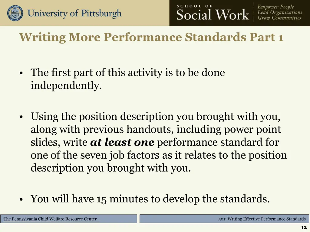 writing more performance standards part 1