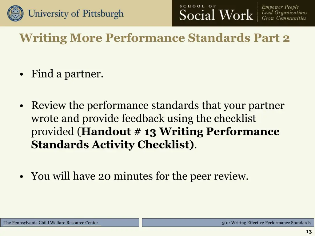 writing more performance standards part 2